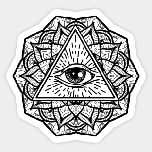 Geometric Mandala Eye Symmetry All Seeing Eye Triangle Sticker
